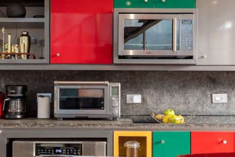 Microwave beeping on a kitchen counter is hard to hear with high-frequency hearing loss