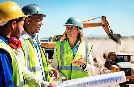 People on a noisy construction job site